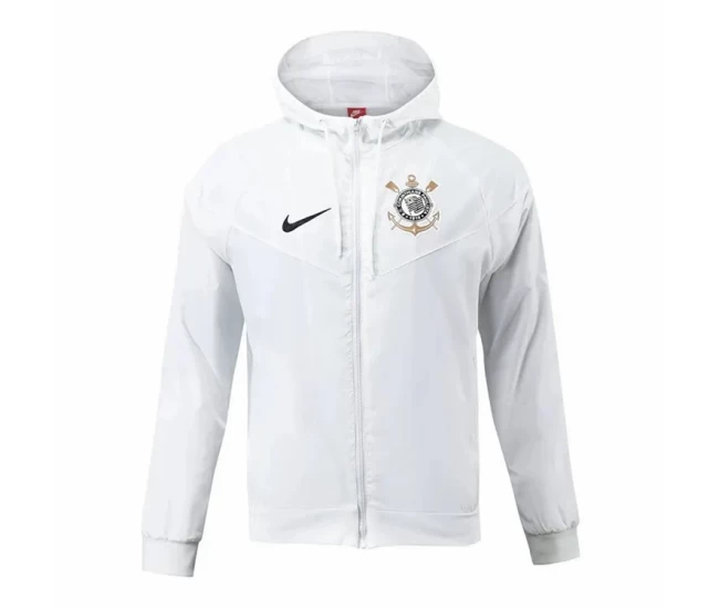 Corinthians Mens White Hooded Windrunner Jacket 2024