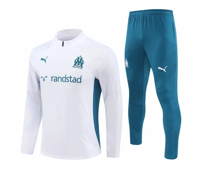 Olympique Marseille White Training Technical Soccer Tracksuit 2024-25