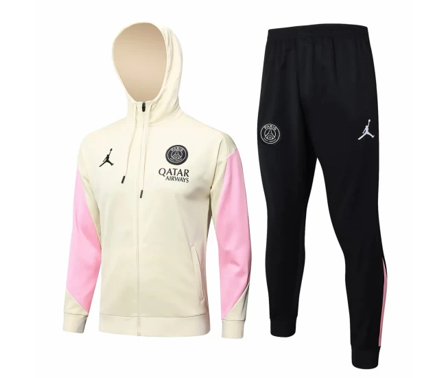 Jordan PSG Beige Training Hooded Presentation Soccer Tracksuit 2024-25