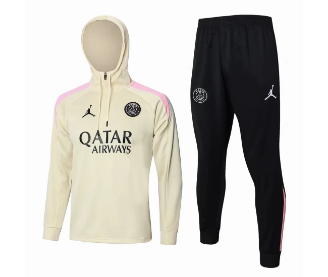 Jordan PSG Beige Training Hooded Technical Soccer Tracksuit 2024-25