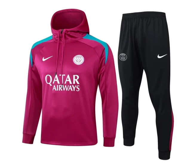 Paris Saint-Germain Maroon Training Hooded Technical Soccer Tracksuit 2024-25