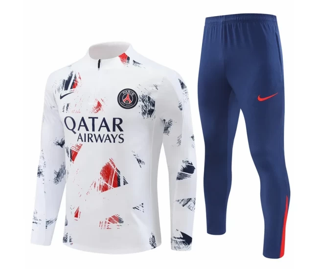 Paris Saint-Germain White Training Technical Soccer Tracksuit 2024-25