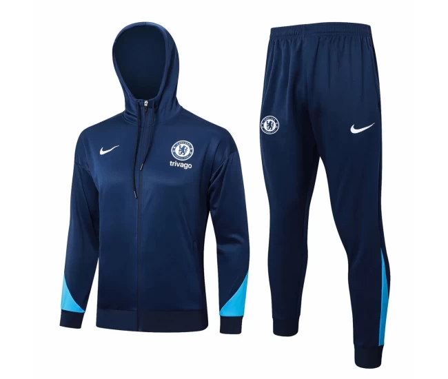 Chelsea FC Navy Training Hooded Presentation Soccer Tracksuit 2024-25