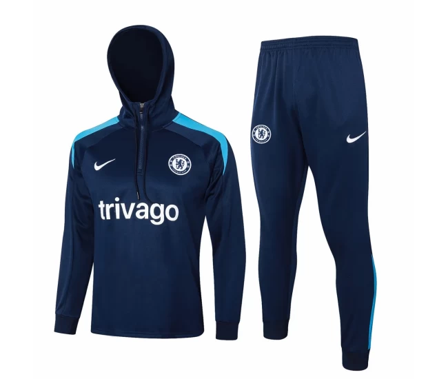 Chelsea FC Navy Training Hooded Technical Soccer Tracksuit 2024-25