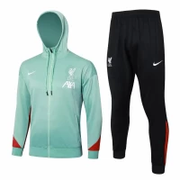 Liverpool FC Green Training Hooded Presentation Soccer Tracksuit 2024-25