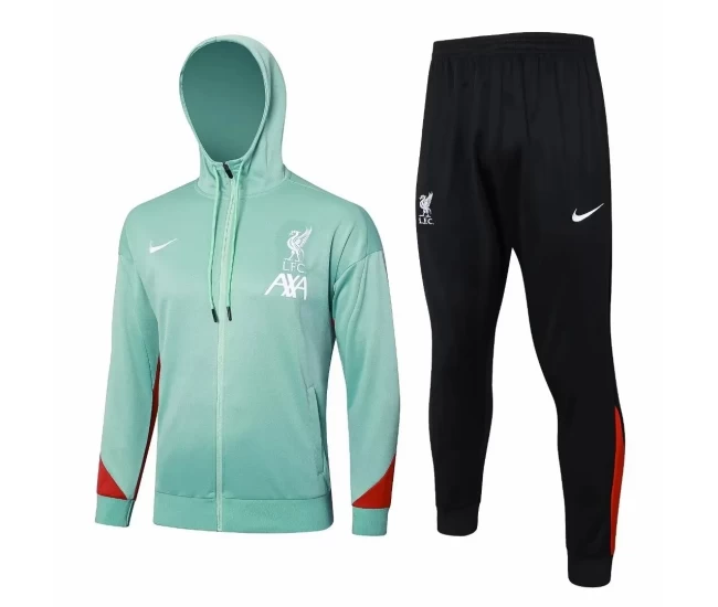 Liverpool FC Green Training Hooded Presentation Soccer Tracksuit 2024-25