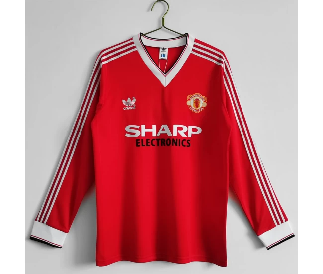 Manchester United FC Long Sleeve Home Retro Soccer Jersey 1983 