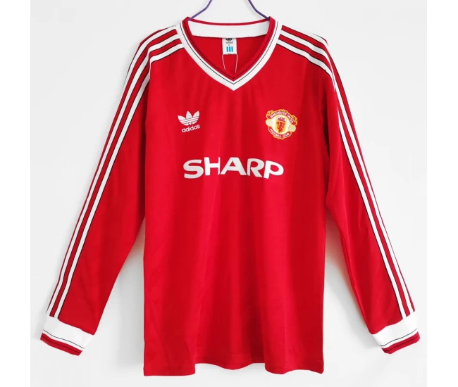 Manchester United FC Long Sleeve Home Retro Soccer Jersey 1986-1988