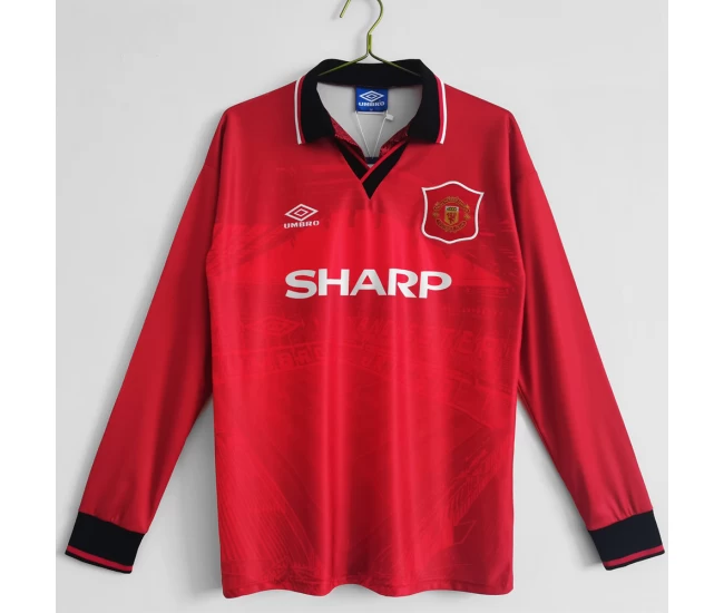 Manchester United FC Long Sleeve Home Retro Soccer Jersey 1994-1995