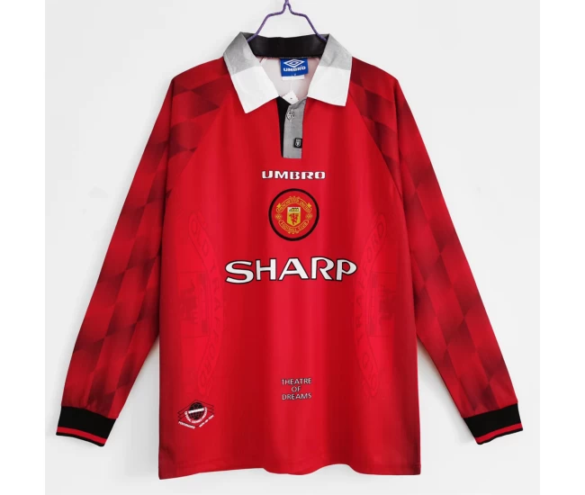 Manchester United FC Long Sleeve Home Retro Soccer Jersey 1996-1997