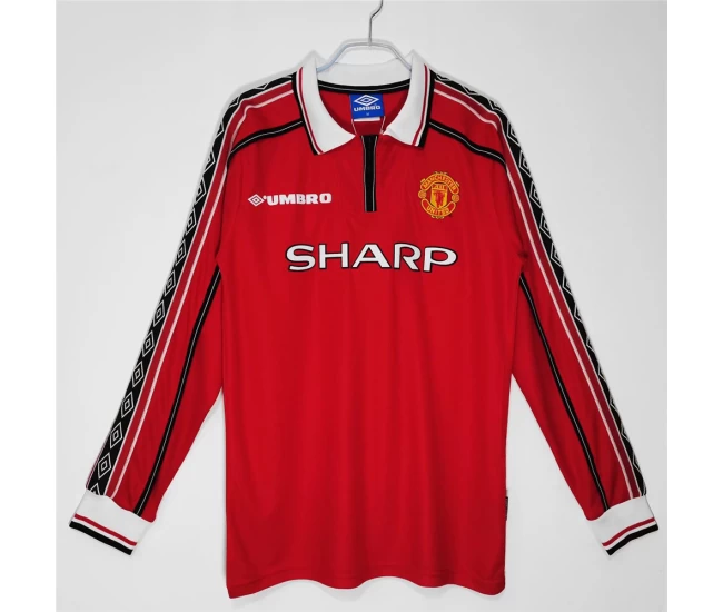 Manchester United FC Long Sleeve Home Retro Soccer Jersey 1998-1999 