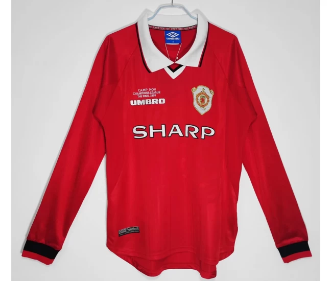 Manchester United FC Long Sleeve Home Retro Soccer Jersey 1999-2000