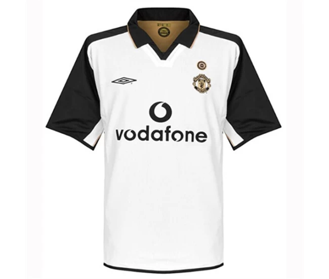 Manchester United FC Centenary White Retro Soccer Jersey 2001-2002