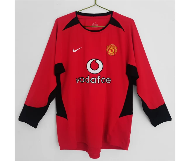 Manchester United FC Long Sleeve Home Retro Soccer Jersey 2002-2003