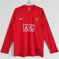 Manchester United FC Long Sleeve Home Retro Soccer Jersey 2007-2008