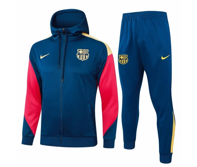 FC Barcelona Navy Hooded Presentation Soccer Tracksuit 2024-25