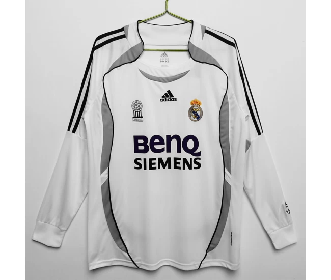 Real Madrid Long Sleeve Home Retro Soccer Jersey 2006-2007