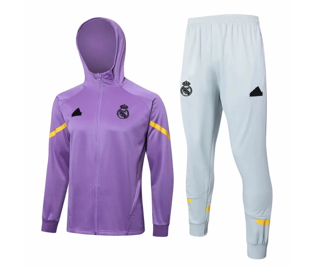 Real Madrid Purple Hooded Presentation Soccer Tracksuit 2024-25