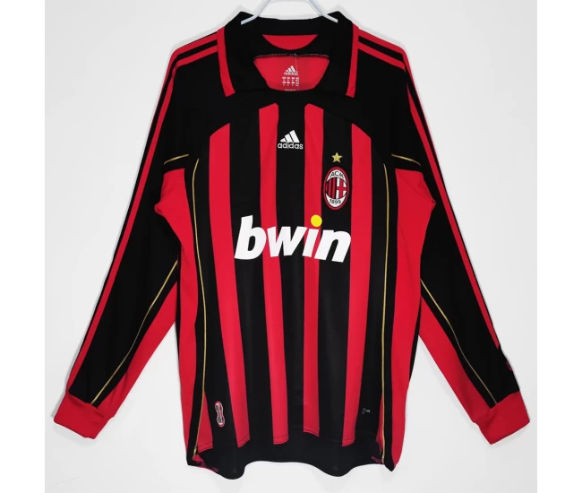 AC Milan Long Sleeve Home Retro Soccer Jersey 2006-2007