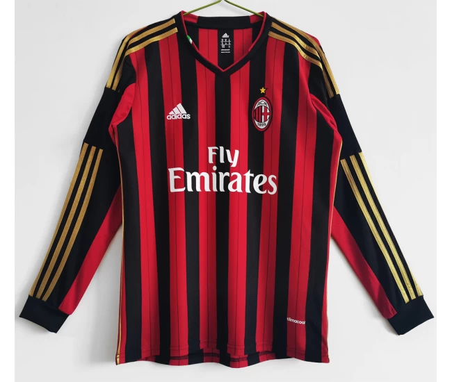 AC Milan Home Long Sleeve Retro Soccer Jersey 2013-2014