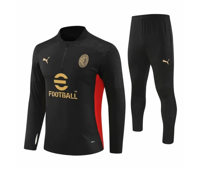 AC Milan Black Training Technical Soccer Tracksuit 2024-25