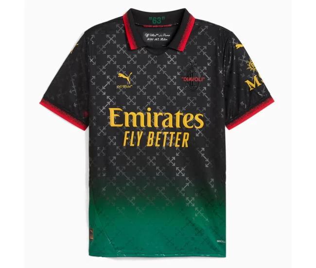 AC Milan x OFF-WHITE Mens Black-Power Green Soccer Jersey 2024-25