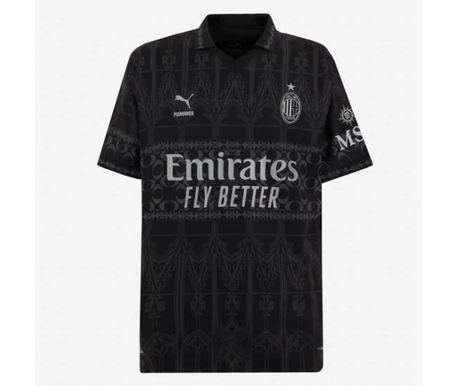 AC Milan X Pleasures Mens Dark Soccer Jersey 2023