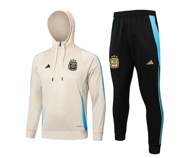 Argentina National Team Beige Training Hooded Technical Soccer Tracksuit 2024-25