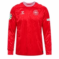 Denmark Mens Home Long Sleeve Euro Soccer Jersey 2024