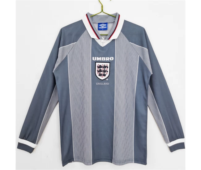 England Long Sleeve Away Retro Soccer Jersey 1996 