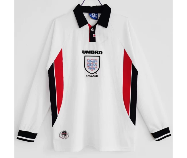 England Long Sleeve Home Retro Soccer Jersey 1998 