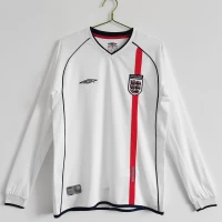 England Long Sleeve Home Retro Soccer Jersey 2002 