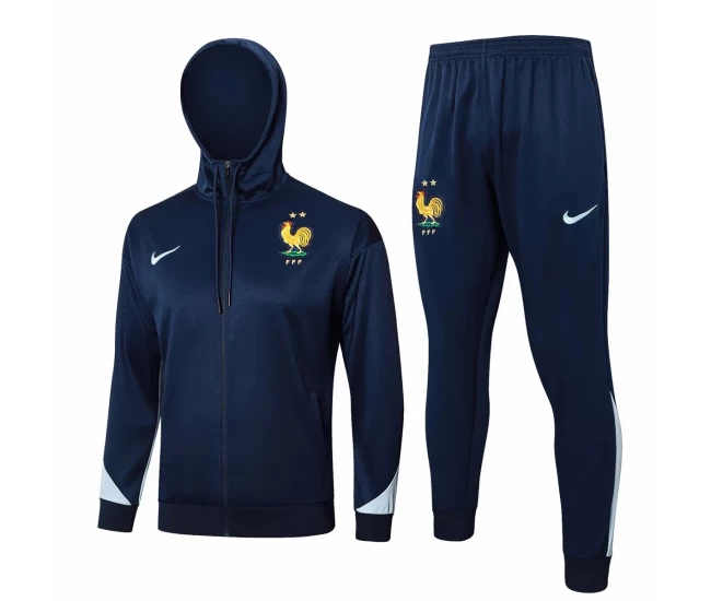 France National Team Navy Training Hooded Presentation Soccer Tracksuit 2024-25