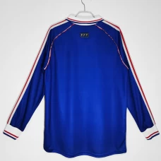 France Long Sleeve Home Retro Soccer Jersey 1998